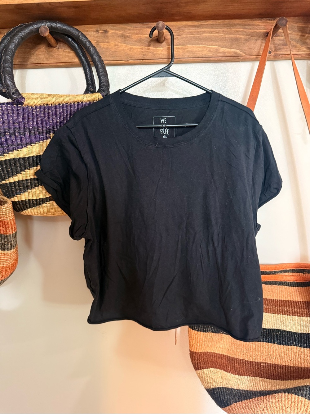 We The Free Black Relaxed Crop Tee